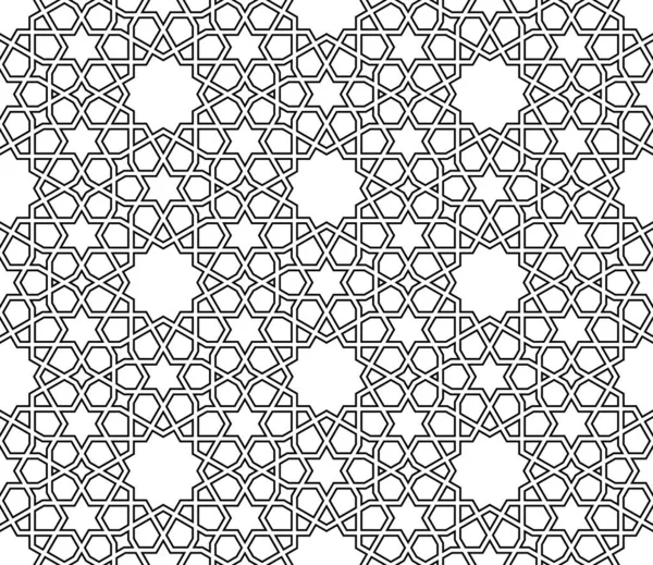 Geleneksel Arap sanatına dayanan kusursuz geometrik süs. Müslüman mozaiği. Siyah beyaz çizgiler. Kumaş, tekstil, kapak, ambalaj kağıdı, arka plan, lazer kesme için harika tasarım..