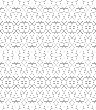 Geleneksel Arap sanatına dayalı kusursuz geometrik süs. Siyah çizgiler ve beyaz arkaplan. Kumaş, tekstil, kapak, ambalaj kağıdı, arka plan için harika tasarım..
