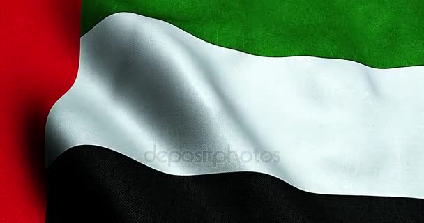 Mává textilie textura vlajky s barvou Spojené arabské emiráty — Stock video