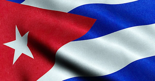 Mává textilie textura vlajka Kuby, reálné textury červenou barvu modré a bílé kubánské vlajky — Stock fotografie