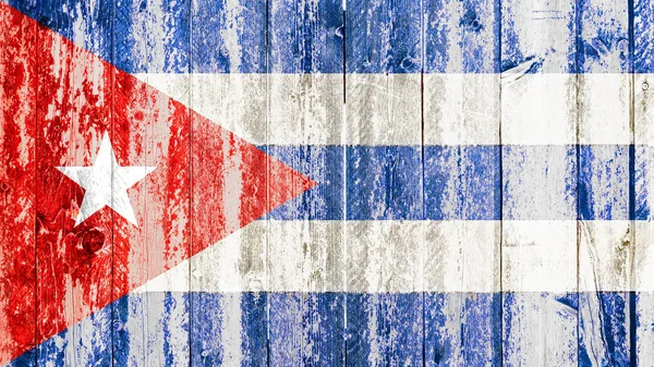 Staré americké grungeové kubánské vlajky na rozbité bezva dřeva s trhlina, havana Kuba komunistické diktatury — Stock fotografie