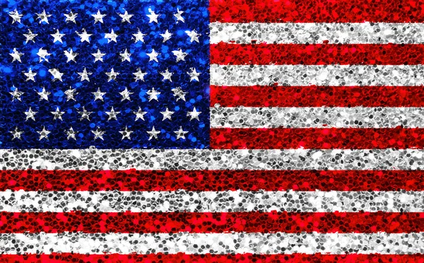 Amerikai Egyesült Államok szövet csillogó zászló, szikrázó csillagok és a csíkok — Stock Fotó