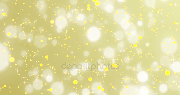 Natale oro scintilla sfondo con stelle e bokeh — Video Stock