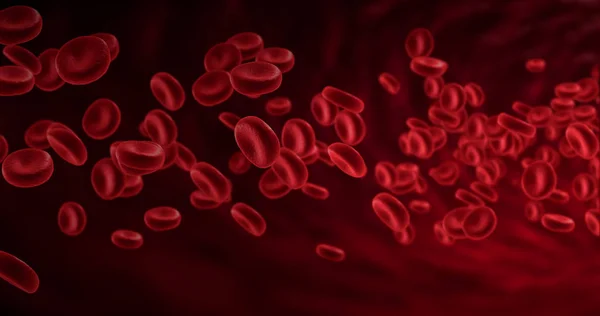 Vörös vérsejtek egy artéria, áramlását a testben — Stock Fotó