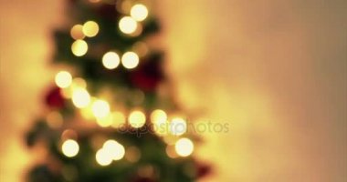 Altın soyut yanıp sönen bulanık sıcak altın arka plan, Noel ağacı ışıkları bokeh şenlikli tatil 