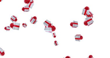 hediye beyaz zemin üzerine düşen Noel hediye kutuları alfa kanalı mat kutu, şenlikli tatil 