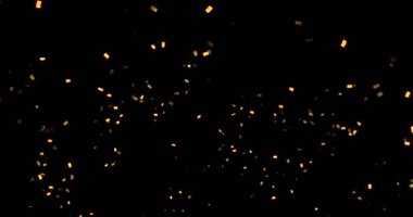 altın metalik glitter folyo konfeti, animasyon hareketi siyah arka plan üzerine düşen