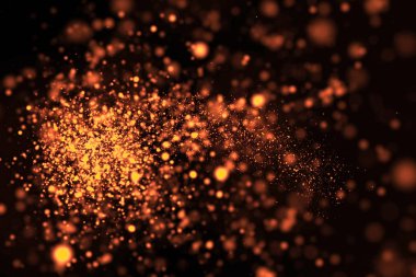 Altın kızdırma ışıltılı parçacıklar bokeh kuyruk geçiş ışıltı etkisi üzerinde siyah arka plan, tatil mutlu yeni yıl 