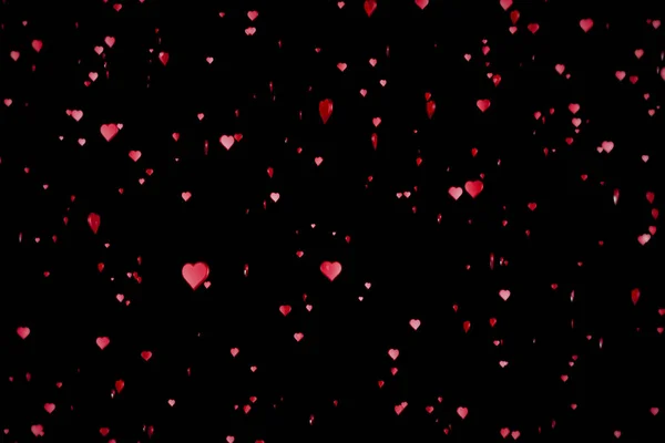 San Valentino cuori rossi forma sorgono come crespo champagne bolle movimento su sfondo nero con alfa canale opaco, festa festivo amore giorno di San Valentino — Foto Stock