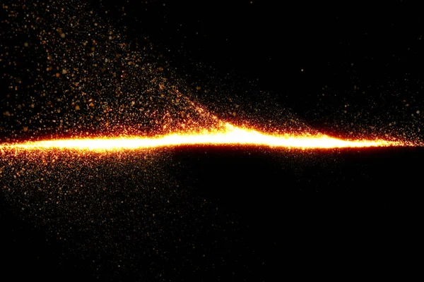 Золоті блискучі частинки хвіст перехідний ефект на чорному тлі, святкове свято з Новим роком — стокове фото