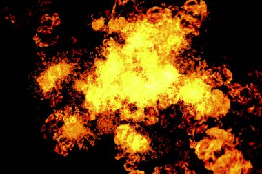 real blast of fire explosion flames burn on black background clipart