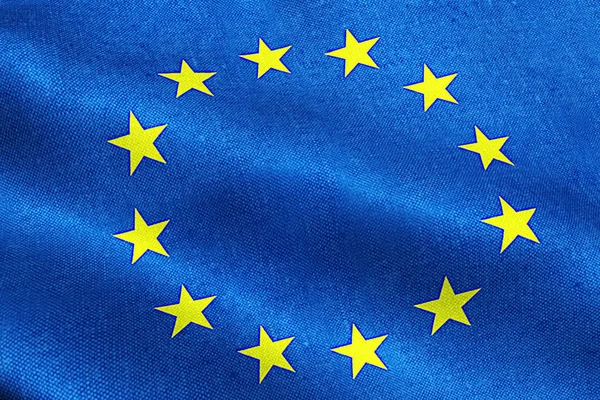 Прапор ЄС, євро прапор, прапор махав Європейського Союзу, жовті зірки — стокове фото