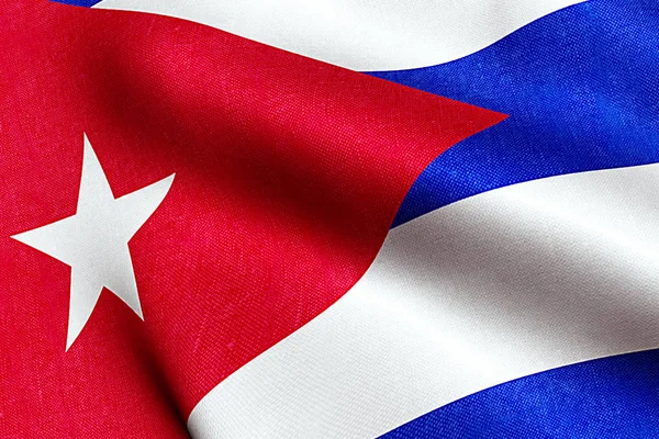 Mává textilie textura vlajka Kuby, reálné textury červenou barvu modré a bílé kubánské vlajky, komunistické diktatury — Stock fotografie