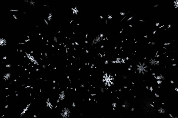 Navidad fondo negro con copos de nieve cayendo nieve desde arriba —  Fotos de Stock