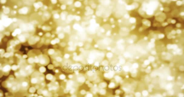 Natal brilho dourado brilho fundo com bokeh, feriado de ouro evento festivo feliz ano novo — Vídeo de Stock