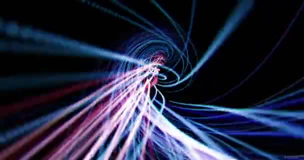 Özet akışı dizi renkli çizgilerle parçacıklar — Stok video