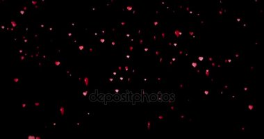 Şampanya bukle gibi Sevgililer günü kırmızı kalpler şekil artış alfa kanalı mat, tatil şenlikli Sevgililer günü aşk siyah zemin üzerine hareket bubbles