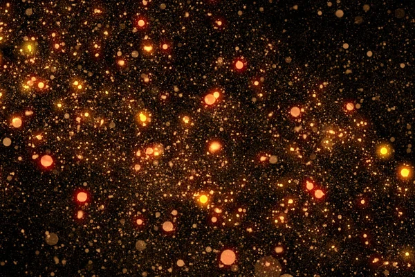 Christmas digital glitter sparks golden particles bokeh explosion on black background — Stock Photo, Image