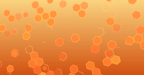 Movimiento de fondo abstracto con forma de serie hexágono geométrico como colmena, efecto futurista sobre fondo de gradiente naranja y amarillo con alfa, canal — Vídeo de stock