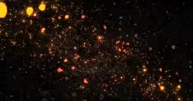 Noel dijital glitter kıvılcım altın parçacıkları bokeh patlama siyah arka plan üzerine, tatil Noel şenlikli 