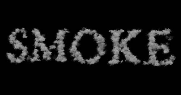 Smoke word made by floating smoke steam through space on black background, danger health — Stock Video