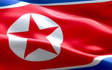 Kuzey Kore bayrağı sallayarak doku kumaş arka plan, kriz, Kuzey ve Güney Kore, Kore risk nükleer bomba Savaşı 