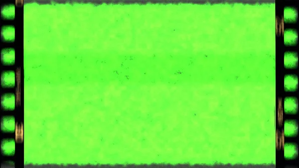 빈티지 오래 된 그런 지 필름 스트립 프레임 크로마 키 녹색 — 스톡 사진