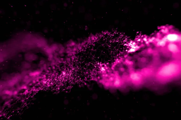 abstract stream array colorful glitter sparkle pink and purple lines with particles on black background science and research  technology