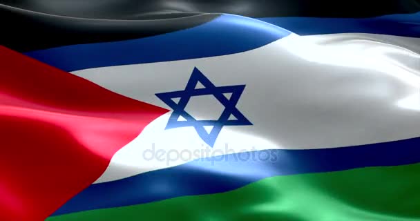 Vlag van Israël in Palestina vlag zwaaien textuur stof, achtergrond, crisis van Israël en de islam Palestina, Unie vrede Gazastrook — Stockvideo