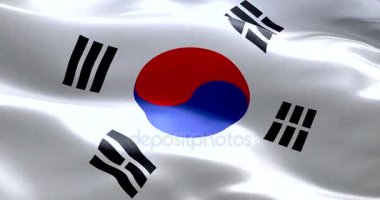 Güney Kore bayrağı sallayarak doku kumaş arka plan, kriz, Kuzey ve Güney Kore, Kore risk savaş 
