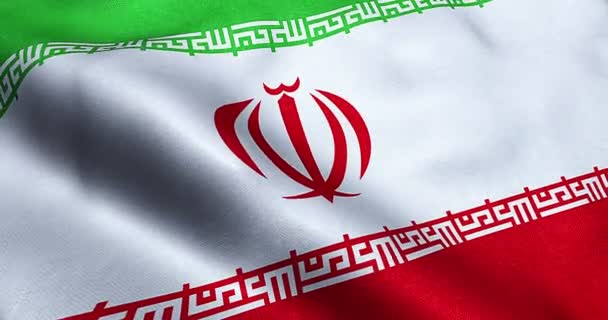 Bandeira iraniana acenando fundo tecido textura, crise de iran para risco atômico nuclear — Vídeo de Stock