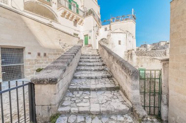 eski merdiven taş, Matera İtalya Unesco Avrupa sermaye ve kültür 2019 yılında yakınındaki tarihi bina