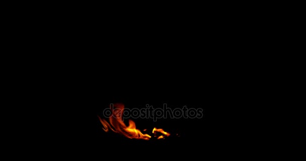 Anillo de fuego bola de llama en fondo negro, llama peligrosa — Vídeos de Stock