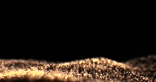 Noel Altın ışık parlaklık parçacıklar bokeh siyah arka plan üzerine, tatil olay loopable — Stok video