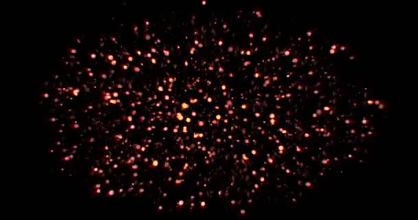 Christmas digital glitter sparks golden particles bokeh explosion on black background, holiday xmas festive — Stock Video