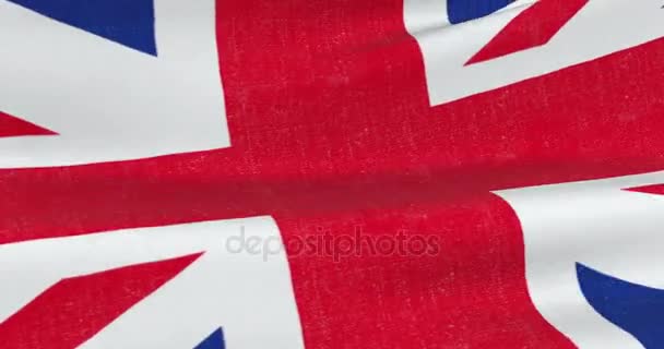 Brexit, primer plano de ondear la bandera del gato de la unión, Reino Unido gran Reino Unido símbolo de Inglaterra, llamado bandera del reino unido en clave de croma — Vídeo de stock