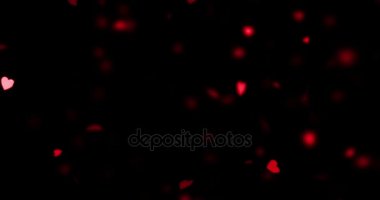 animasyon uçan siyah arka plan, sevgi ve Sevgililer günü, ilişki üzerinde kırmızı renkli Kalpler