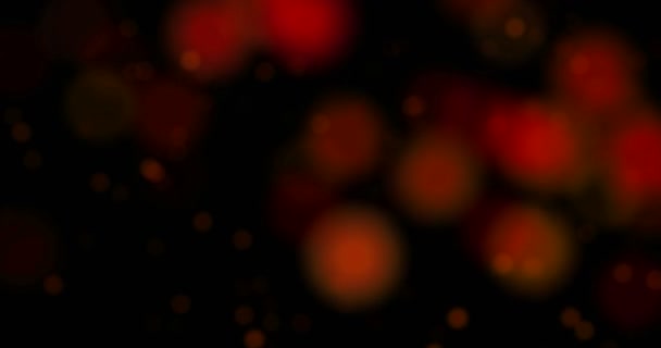 Abstract kerst kleurrijke deeltjes bokeh stroomt op zwarte achtergrond, vakantie xmas feestelijke — Stockvideo