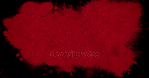 Abstraktní červená krev inkoust postříkat splash na černém pozadí, nebezpečný horor — Stock video