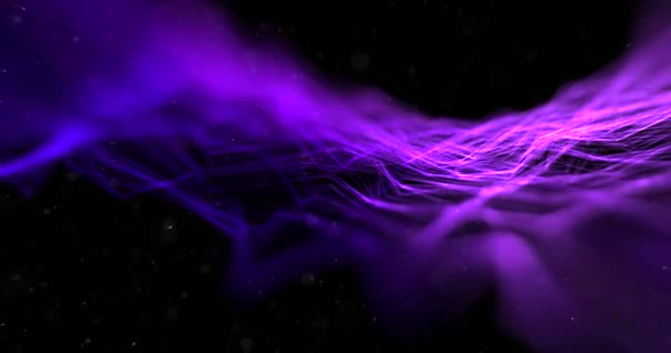 Abstract stream array colorful glitter sparkle violet pink purple lines with particles on black background science and research — Stock Video