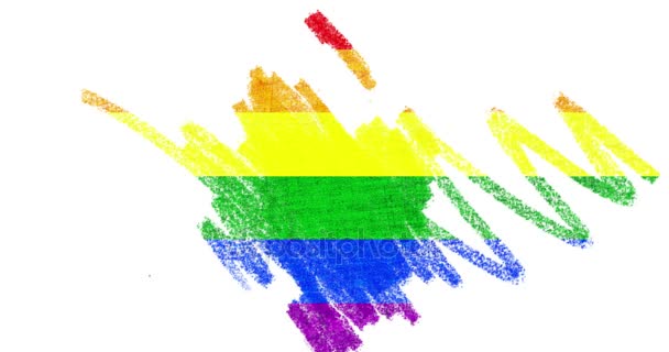 Dibujo de animación a lápiz colorido de derecho civil gay orgullo arco iris bandera, idea fantasía, escuela de educación y la paz en el mundo concepto — Vídeos de Stock