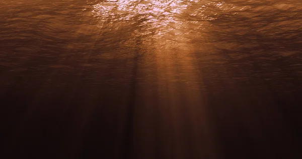 Derin Karayip okyanus dalgalarının altın gün batımında sualtı arka plan — Stok fotoğraf