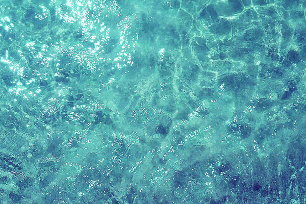 top of view of blue tropical caribbean sea with, texture effect 