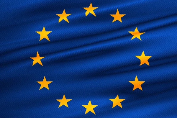 Прапор ЄС, євро прапор, прапор махав Європейського Союзу, жовті зірки на блакитному — стокове фото