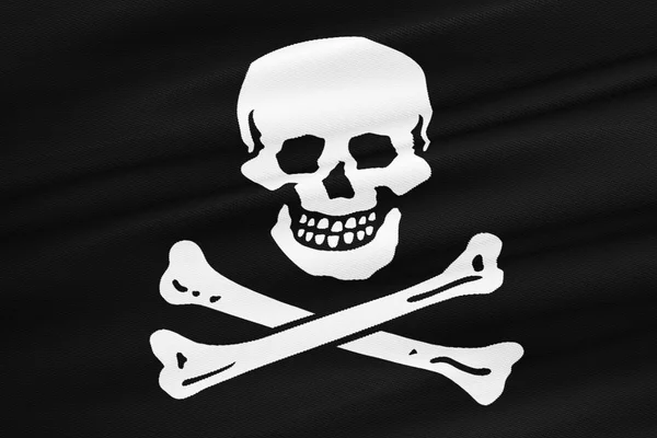 fabric texture of the pirate flag waving in wind, calico jack pirate symbol, hacker and robber
