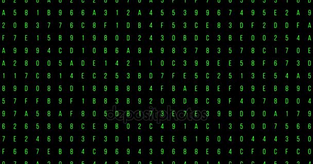Números de pantalla verde y letras flujo de código digital, fondo de movimiento abstracto de bucle inconsútil generado por computadora, hacker y nueva tecnología, conexión de red — Vídeo de stock