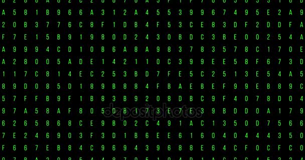 Numéros d'écran vert et flux de code numérique de lettres, fond de mouvement abstrait de boucle généré par ordinateur, pirate et nouvelle technologie, connexion réseau — Video