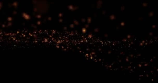 Natale luce dorata brillare particelle sfocatura bokeh loopable su sfondo nero, festa di auguri festa di auguri felice anno nuovo, celebrazione di Natale — Video Stock