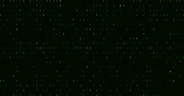 Нульовий і один зелений двійковий цифровий код, комп'ютер створив безшовний цикл абстрактний рух фону, нова технологія — стокове відео