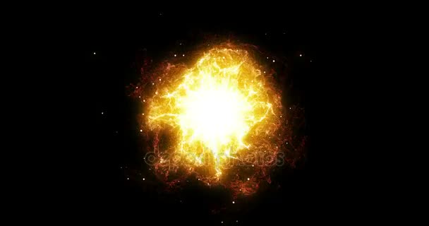 3D rendering, abstract cosmic explosion shockwave warm gold energy on black background, texture effect — Stock Video